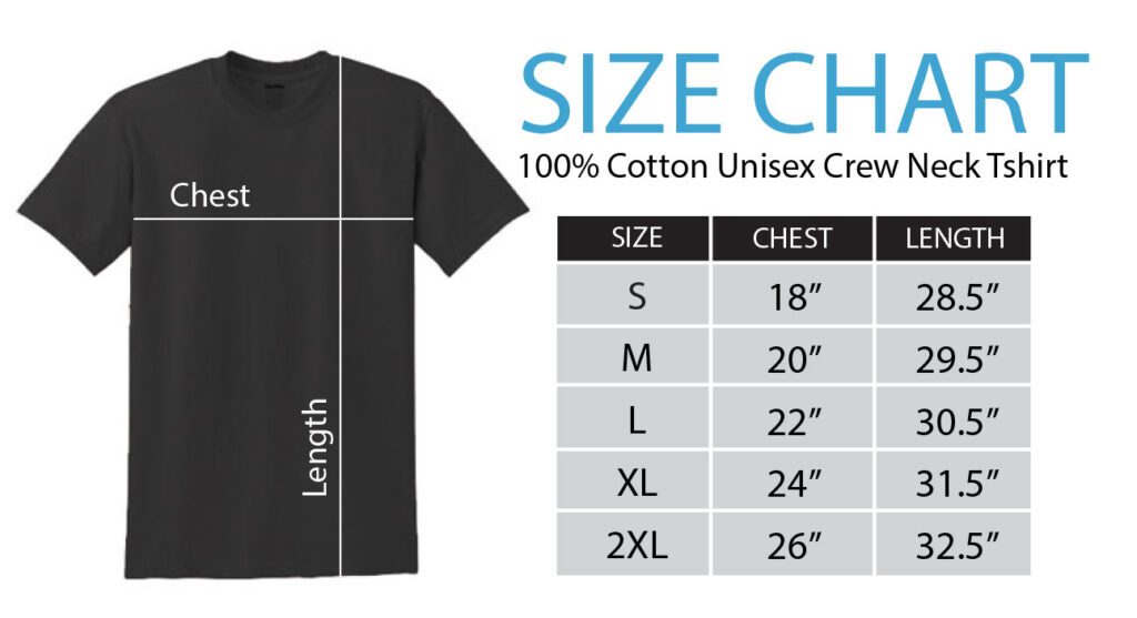 PU Crew neck size chart